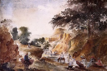 landscape - landscape with figures by a river Camille Pissarro